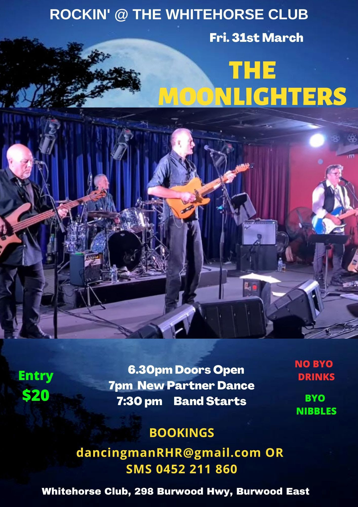 FRIDAY 31st March 2023 Rock N Roll THE MOONLIGHTERS The