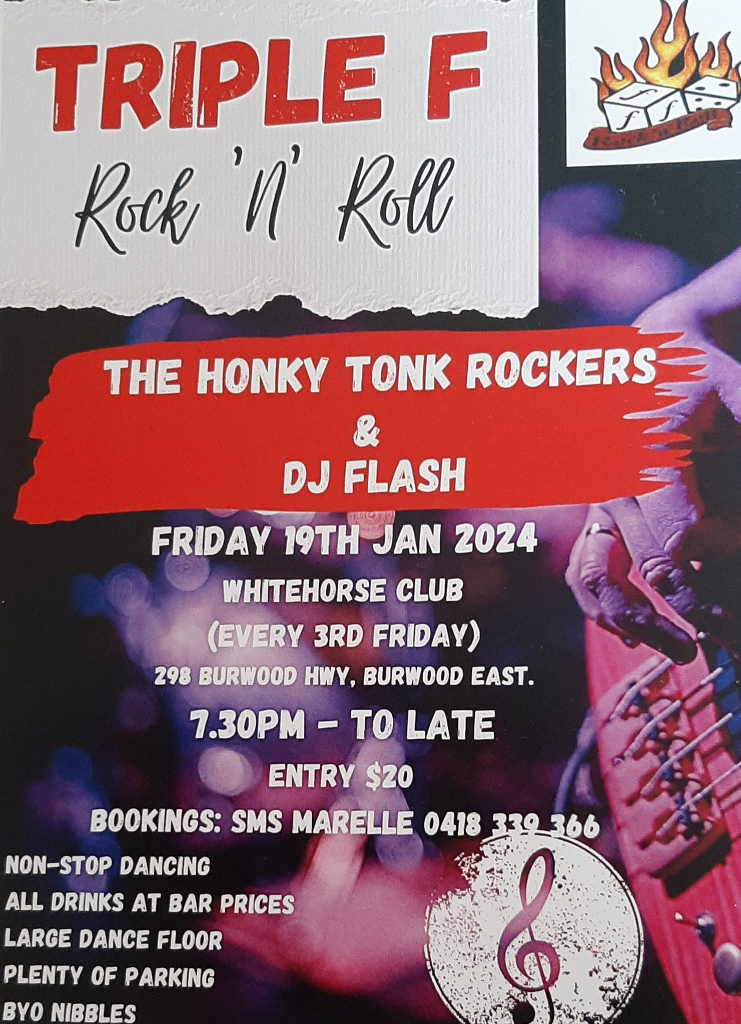 Friday 19th JANUARY 2024 TRIPLE F Rock N Roll The Whitehorse Club   191 